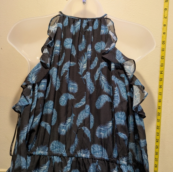 Rachel Zoe Black and Blue Feather Print Dress size 2 - Picture 8 of 9